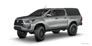 Coppia dinamica: Toyota Hilux Revo in grigio urbano e Hardtop RSI SMARTCAP EVOa in nero.
