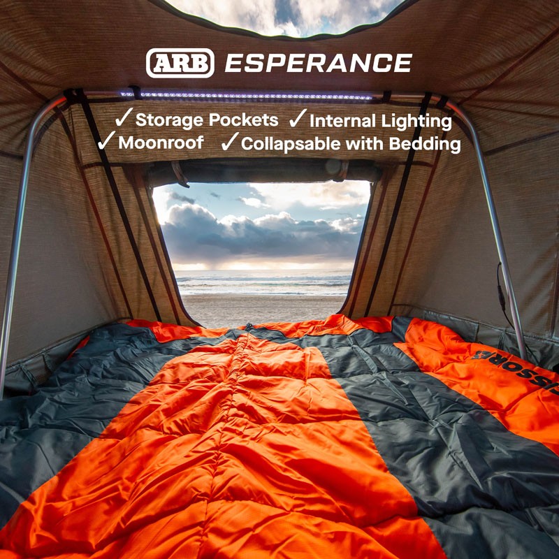 Interno Tienda de techo ARB Esperance con equipaggiamento per campeggio naranja