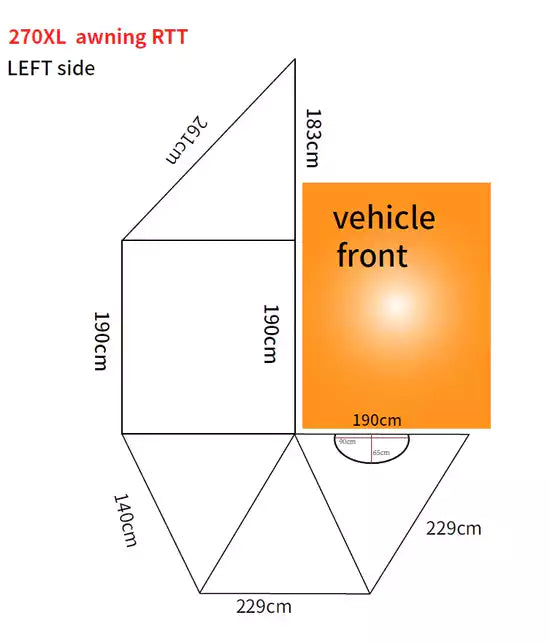 Diagramma delle dimensioni di una tenda circolare Campboss
