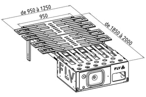 dimensioni da aperto di un modulo FLV in legno con base a doghe