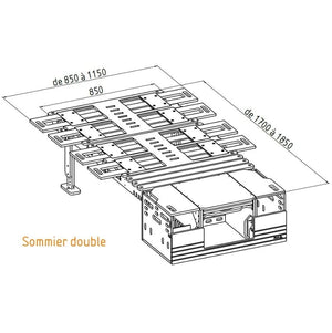 diagramma delle dimensioni della doppia base dispiegata