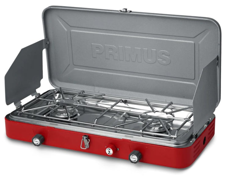 grill primus grigio e rosso con due bruciatori