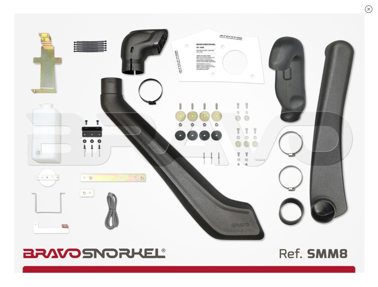 Snorkel Bravo 4x4 per Mitsubishi Pajero presentato in kit