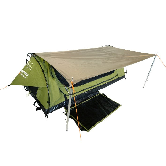 Tenda a terra verde con tenda marrone campboss