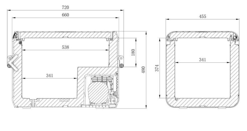 piano con le dimensioni di un frigorifero