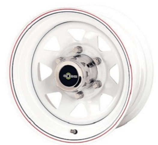 Ruota GOSS triangolare bianca 7x15 6x139.7 ET-6 CB110 - Nissan Patrol Y60