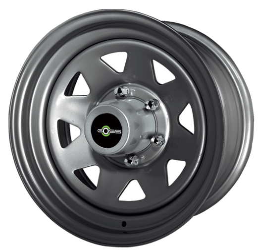 GOSS Ruota triangolare grigia (dimensione a scelta) - Nissan Patrol Y60 7x15" - 6x139.7 - ET-6 - CB110