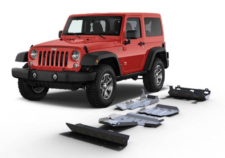 Kit di 5x protezioni inferiori RIVAL - Alluminio 6 mm - Jeep Wrangler JK 2.8L - Diesel - 2 porte