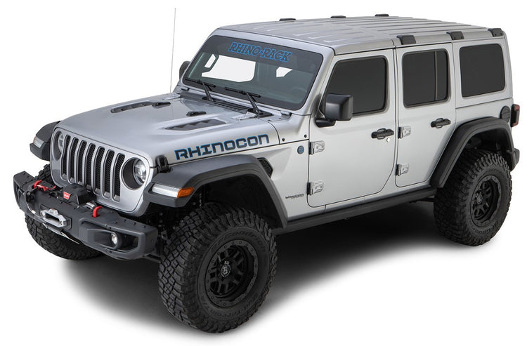 jeep wrangler JL rhinocon presentato in grigio su sfondo bianco