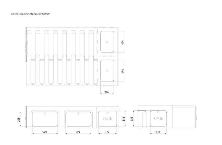 Schema del letto a L ripiegato FLV