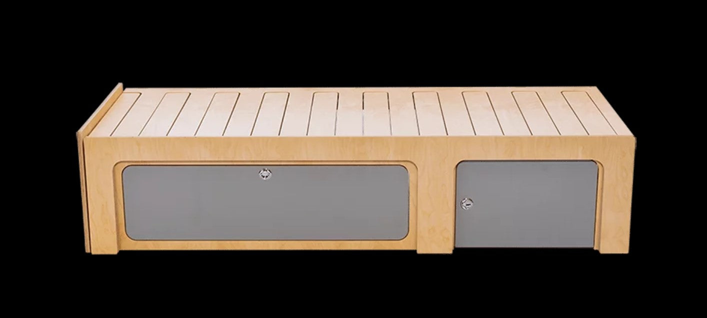 letto in legno con doppio cassetto