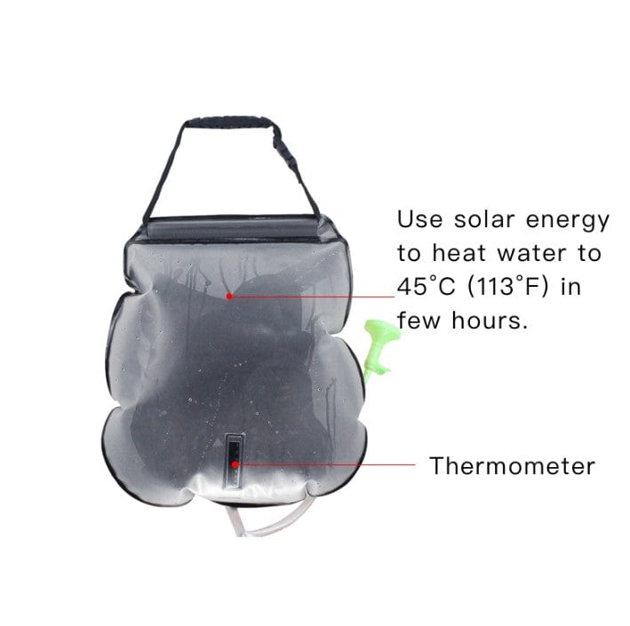 Borsa da doccia da 5 galloni/20 litri con pannello solare incluso per l'acqua calda