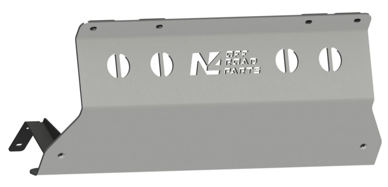 Protezione per silenziatore off-road N4 in alluminio su sfondo bianco