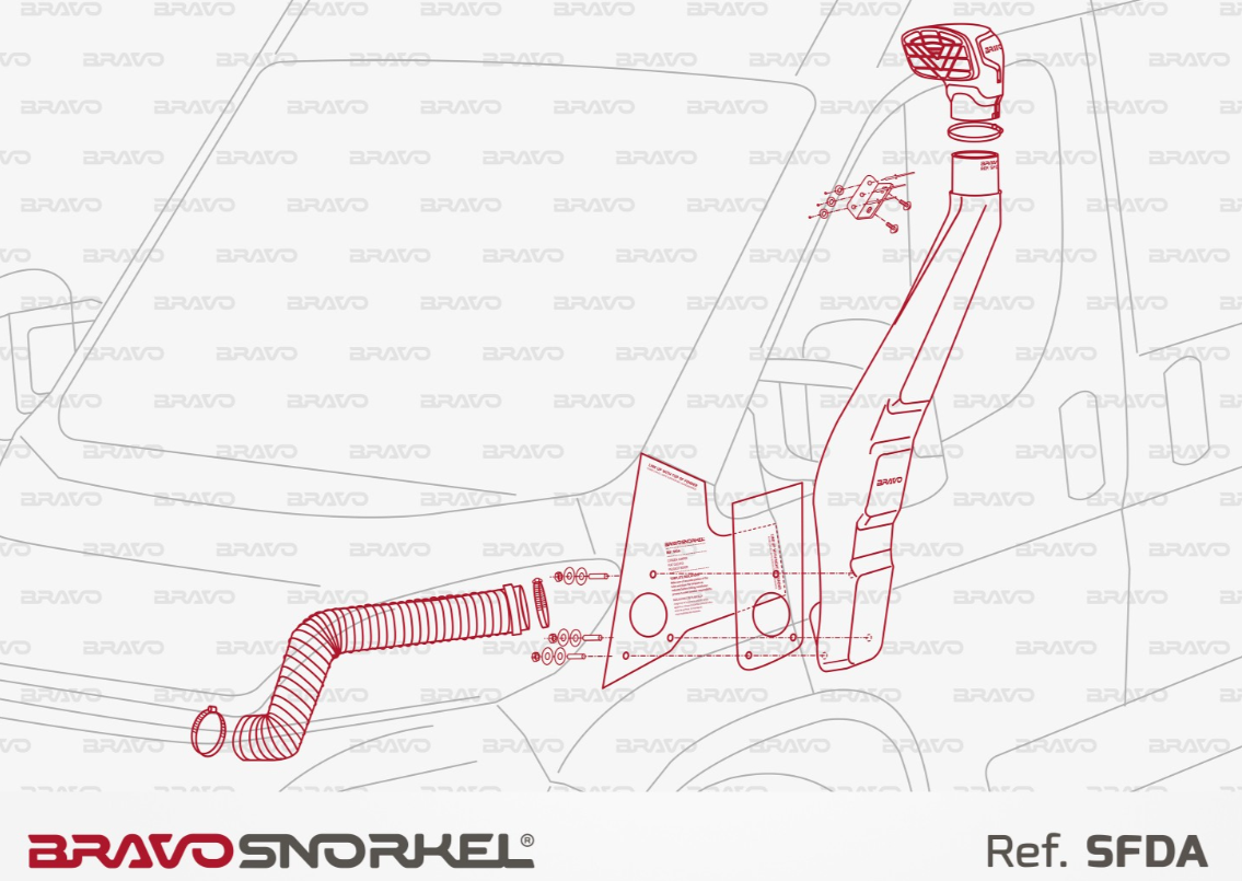 Piano di montaggio della bravo con snorkel rosso SFDA