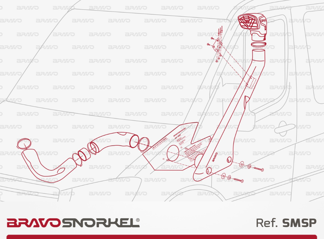 disegno di montaggio di uno snorkel riferimento SMSP