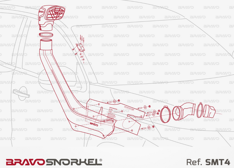 piano di montaggio per uno snorkel SMT4 rosso bravo