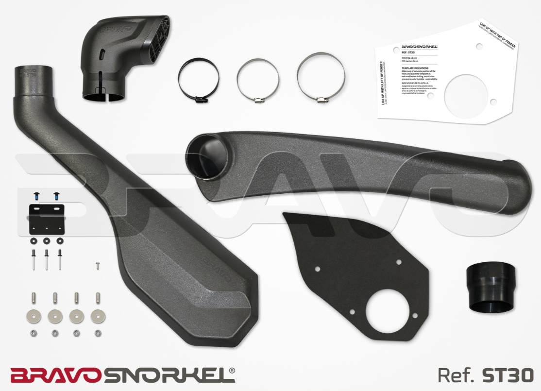 Snorkel nero bravo scomposto in parti