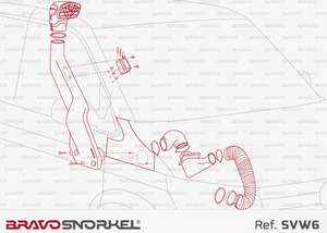 disegno di montaggio in rosso di uno snorkel bravo