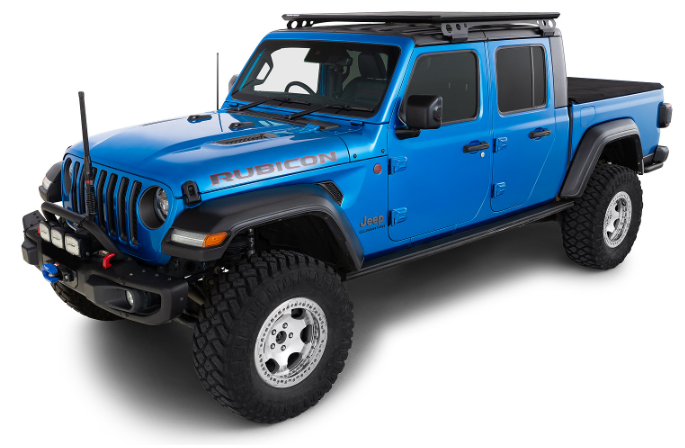 jeep wrangler su Cassone blu con portapacchi