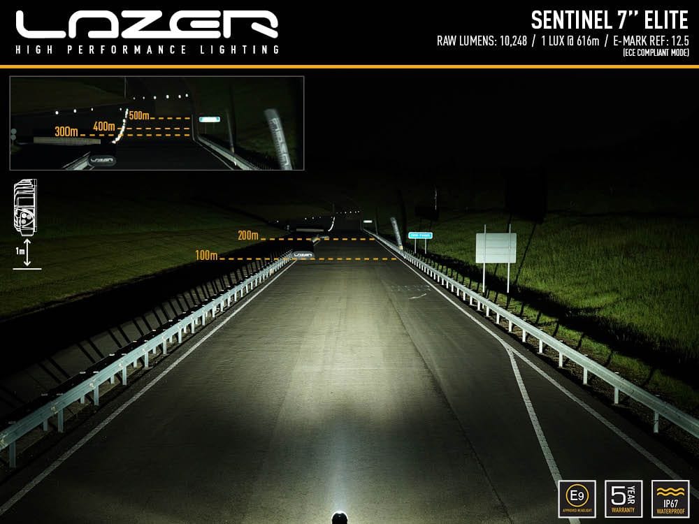 Lazer Sentinel 7" White Elite LED con luci di posizione - Omologato CE