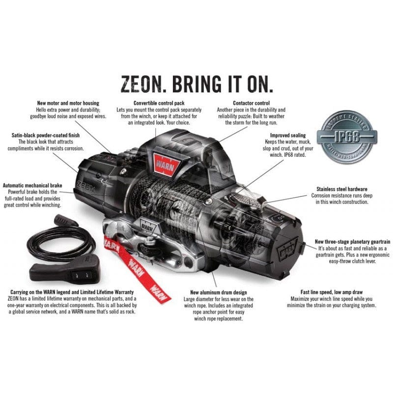 Verricelli elettrico WARN Zeon 10S 12V 4.5T - Sintetico - CE